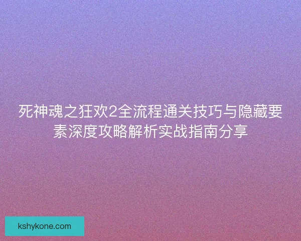 死神魂之狂欢2全流程通关技巧与隐藏要素深度攻略解析实战指南分享