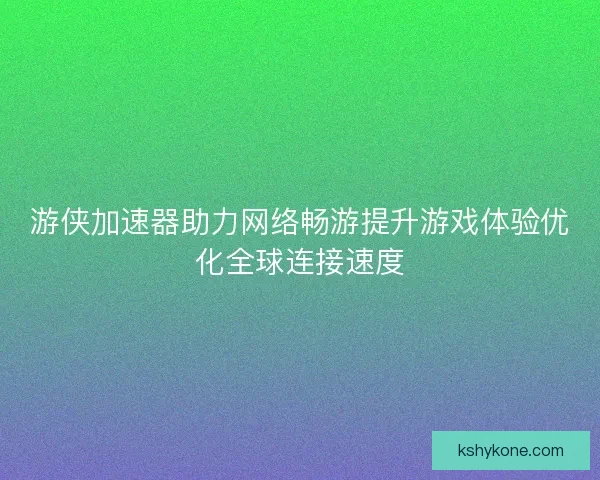 游侠加速器助力网络畅游提升游戏体验优化全球连接速度